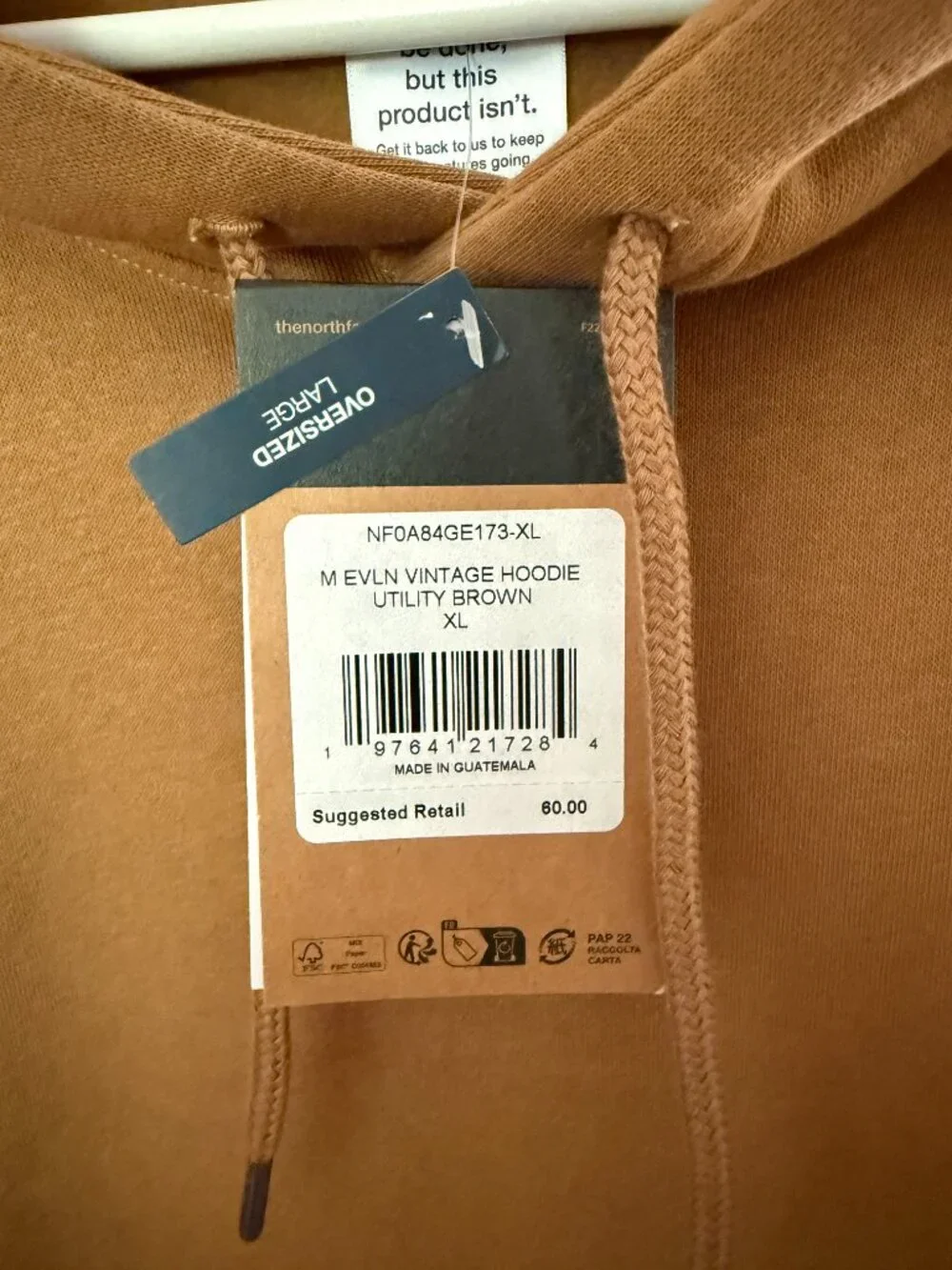 The North Face NWT Evolution Vintage Hoodie Utility Brown Men's size XL